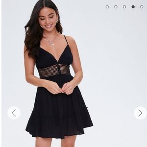 Crinkled Crochet Cami Dress Black Small